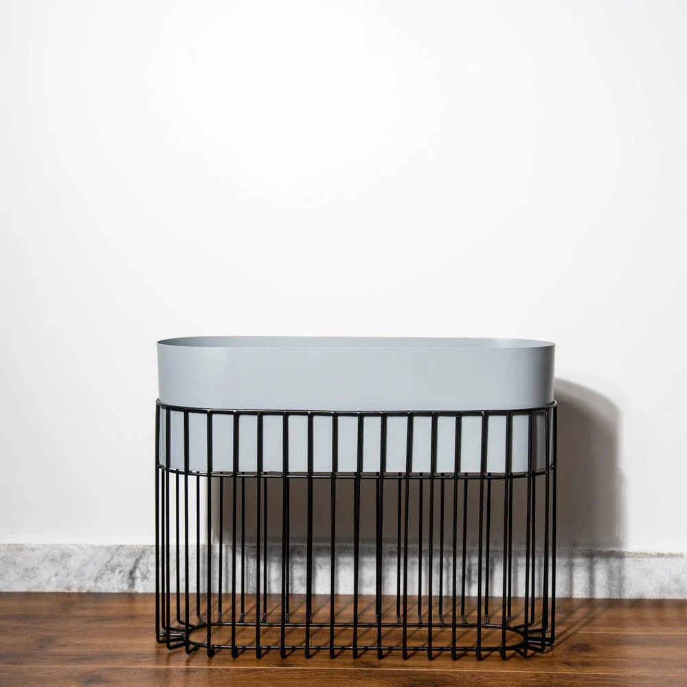 Arlo Indoor Metal Planter with Stand - Matte Grey - Image 3