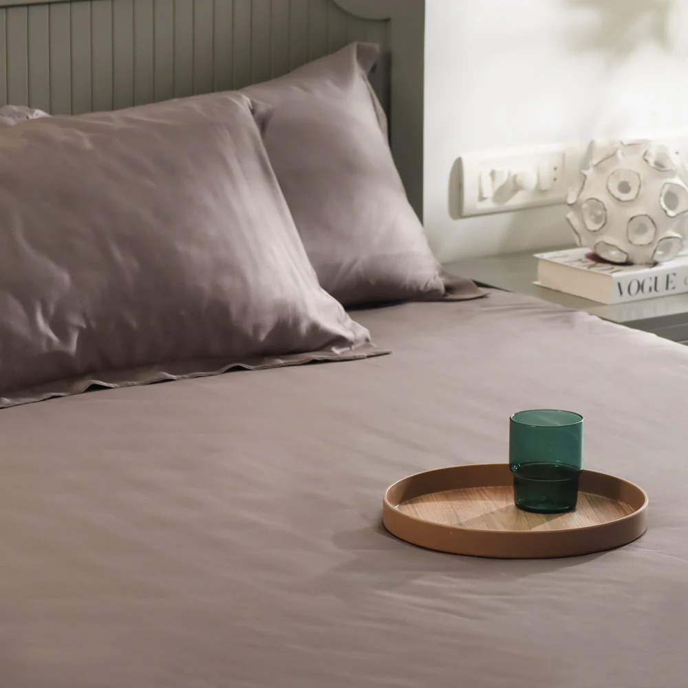 Bottega Bamboo Cotton King Size Bedsheet Set - Smoke - Image 4