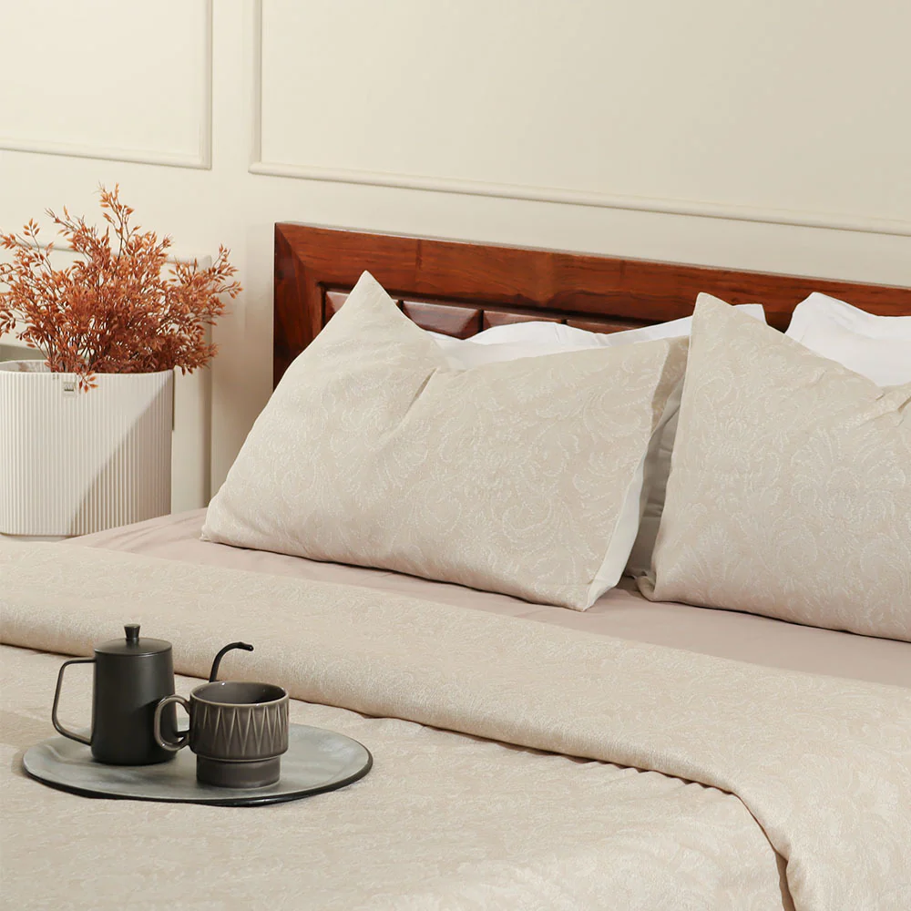 Camelia Duvet Cover and Pillow Shams Set - Greige - Image 9