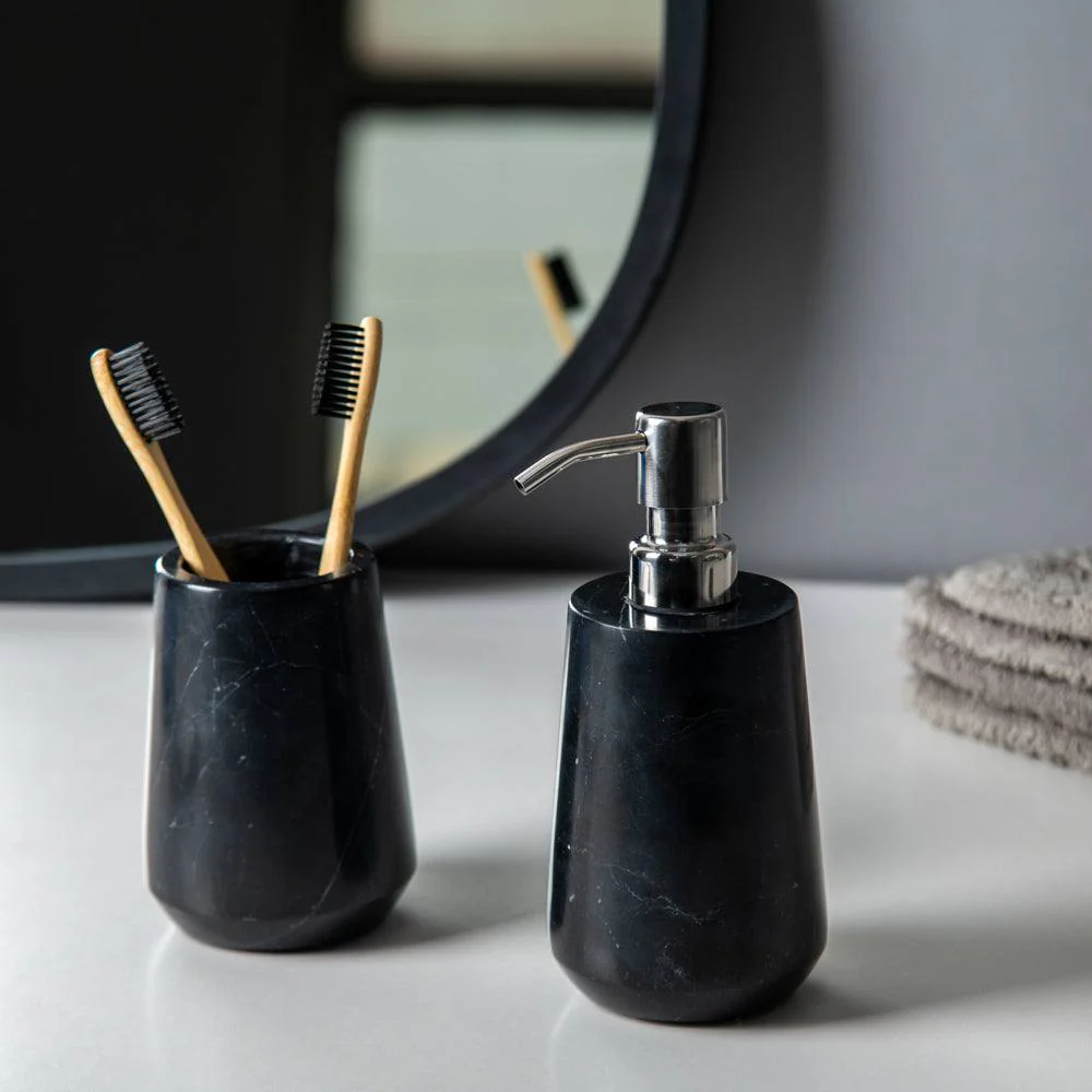 Carrara Toothbrush Tumbler - Black Marble - Image 3