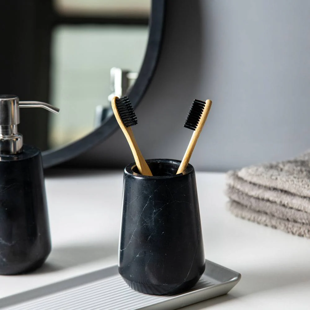 Carrara Toothbrush Tumbler - Black Marble - Image 5