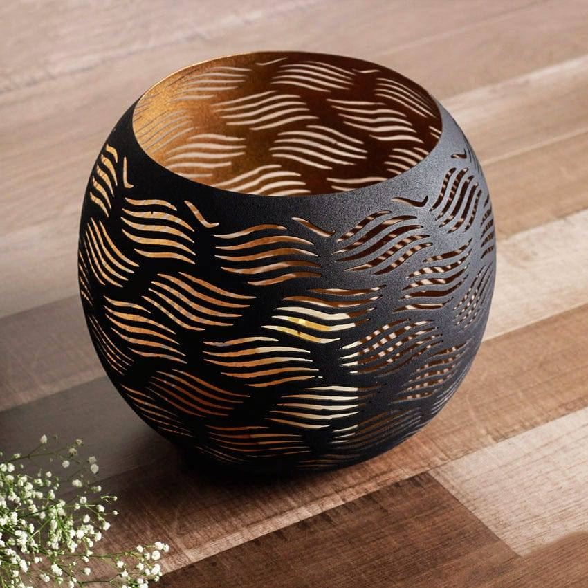 Carved Candle Holder Large - Black Gold - Image 7