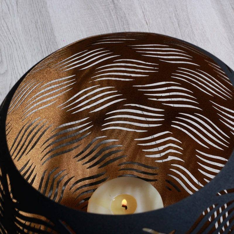 Carved Candle Holder Large - Black Gold - Image 8