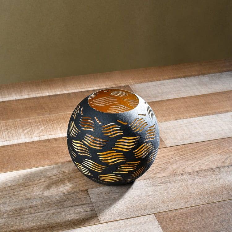 Carved Candle Holder Medium - Black Gold - Image 7