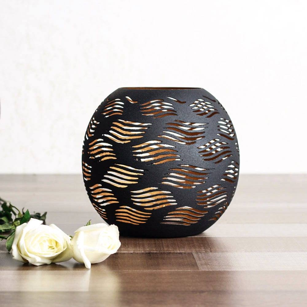 Carved Candle Holder Medium - Black Gold - Image 8