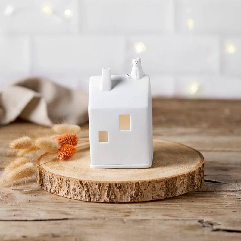 Village House with Cat Tealight Holder & Sculpture - Image 4