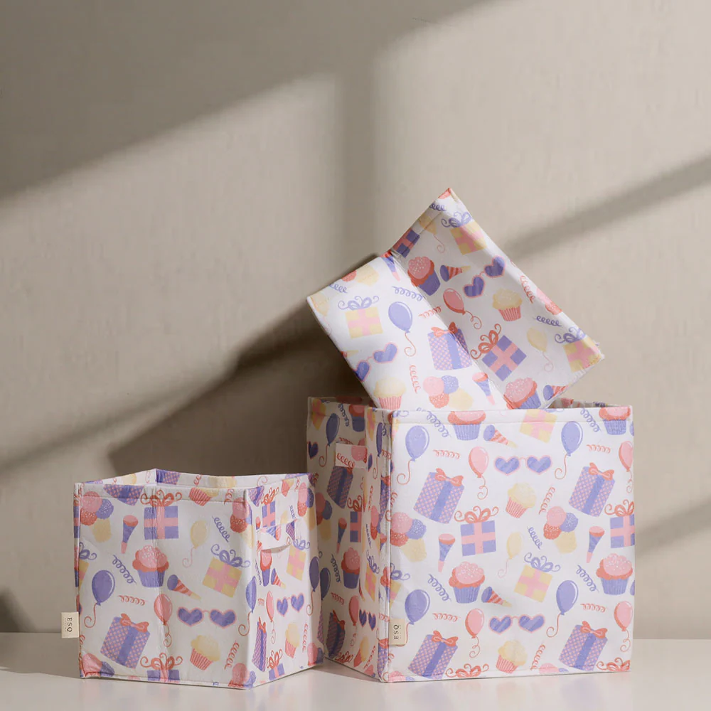 Celebration Square Storage Baskets, Set of 3 - White - Image 4