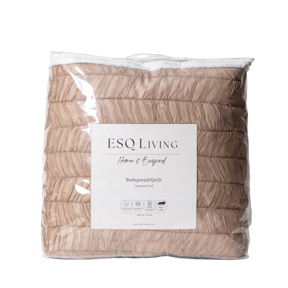 Chevron Quilted Cotton Quilt - Greige - Image 4