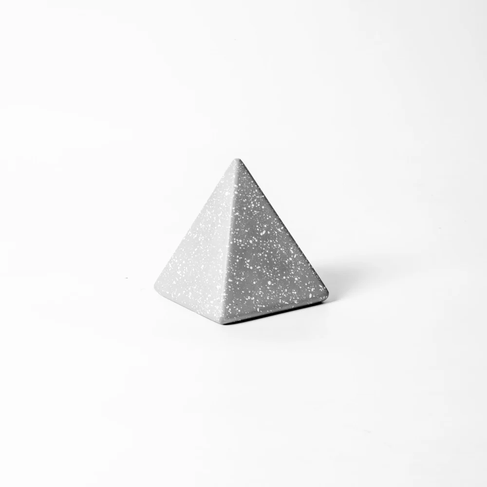 Concrete Pyramid Decorative Accent - Speckled Grey - Image 3