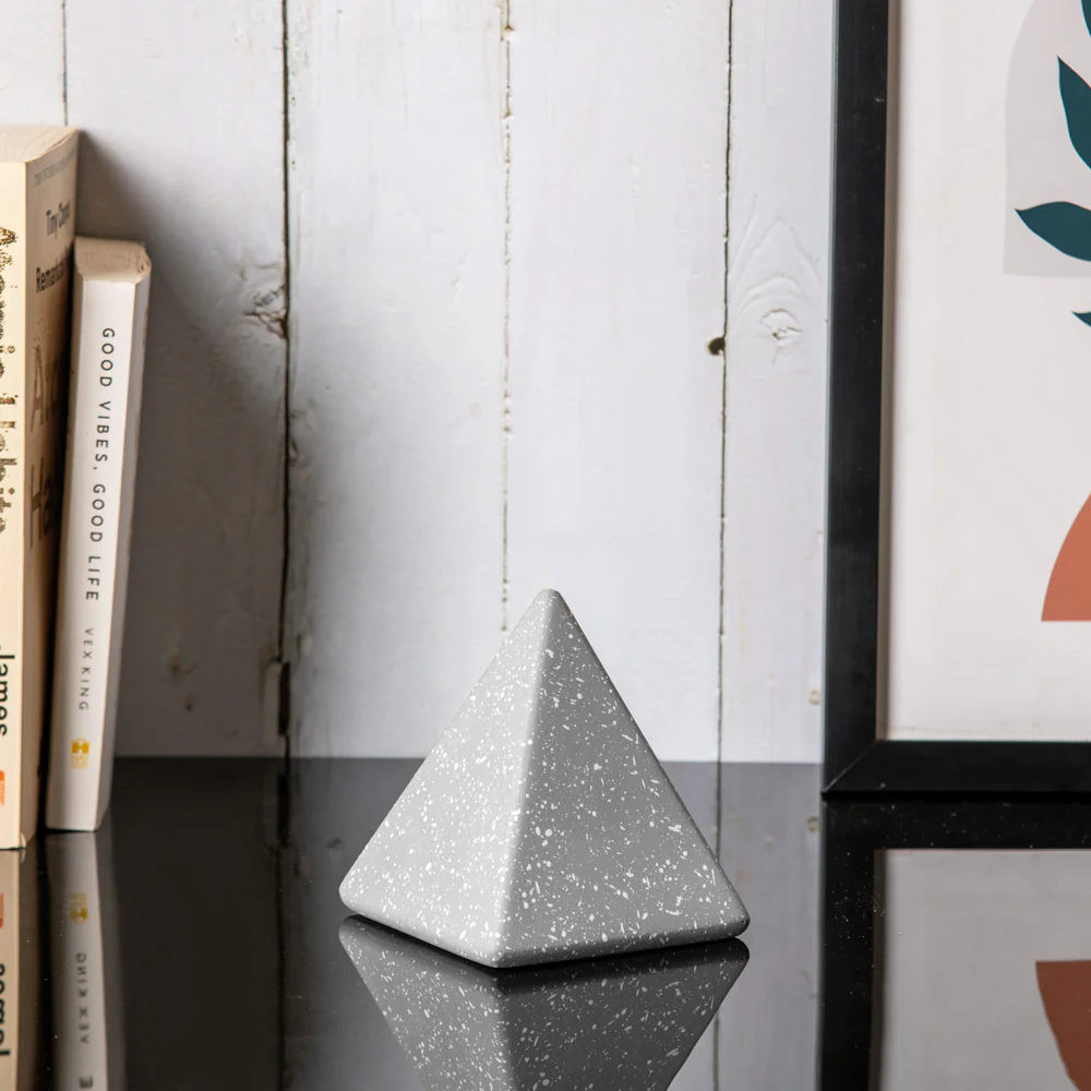 Concrete Pyramid Decorative Accent - Speckled Grey - Image 4
