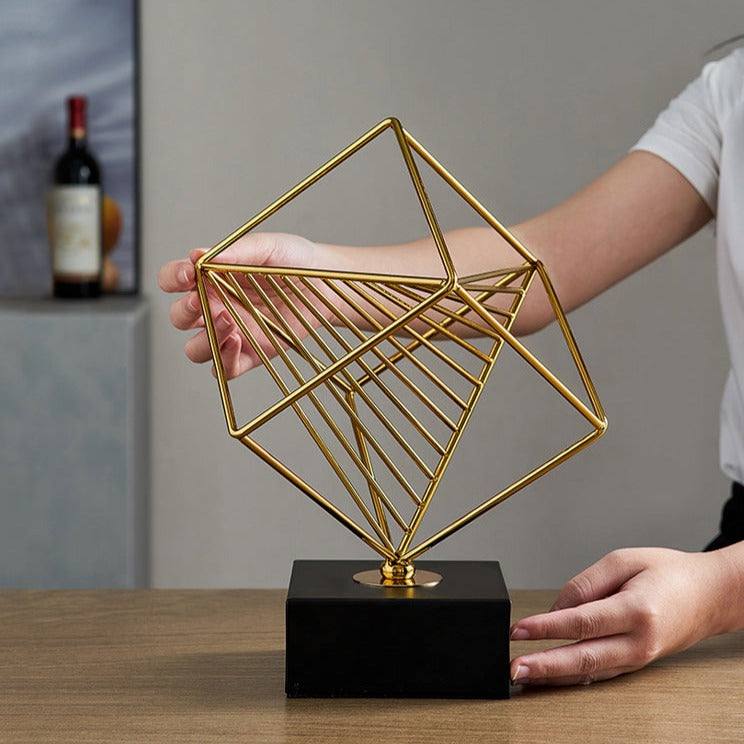 Cube Metallic Sculpture - Black Gold - Image 6
