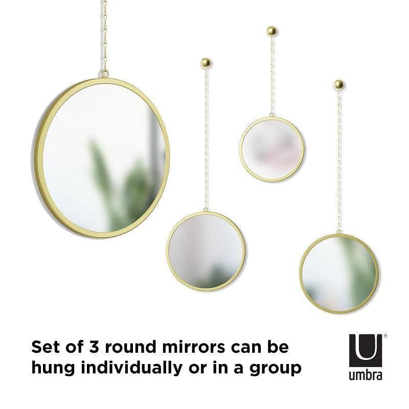 Dima Round Mirrors, Set of 3 - Brass - Image 3