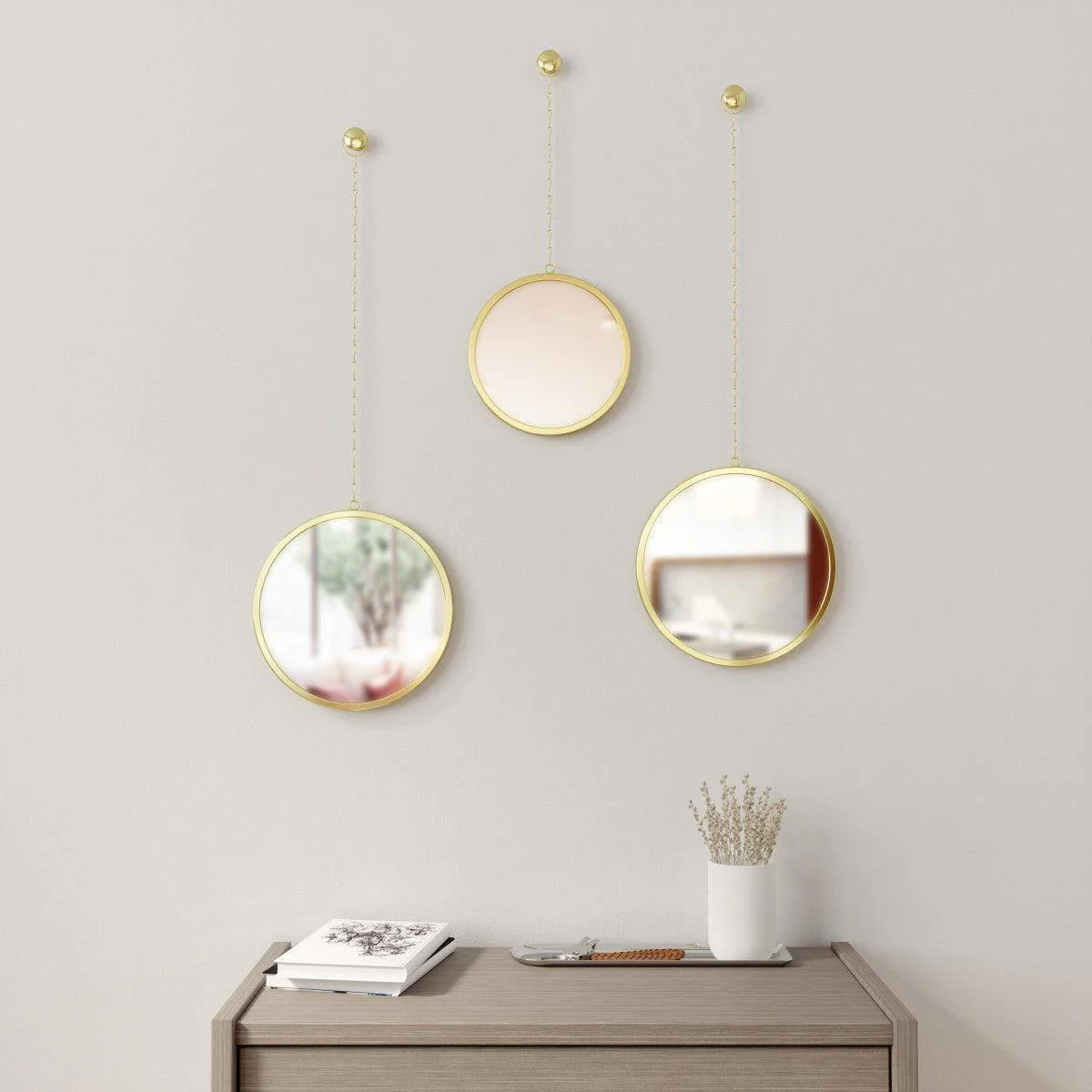 Dima Round Mirrors, Set of 3 - Brass - Image 6