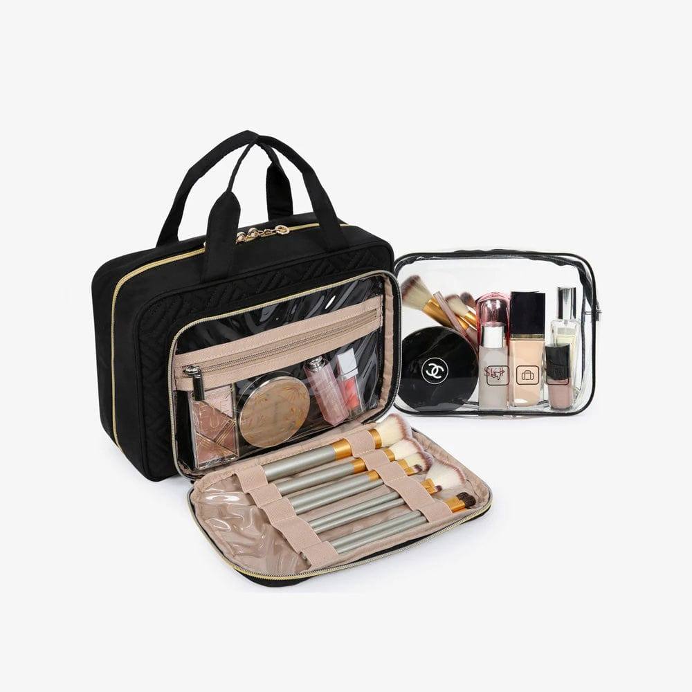 Dual Zip Travel Makeup Organiser - Black - Image 3