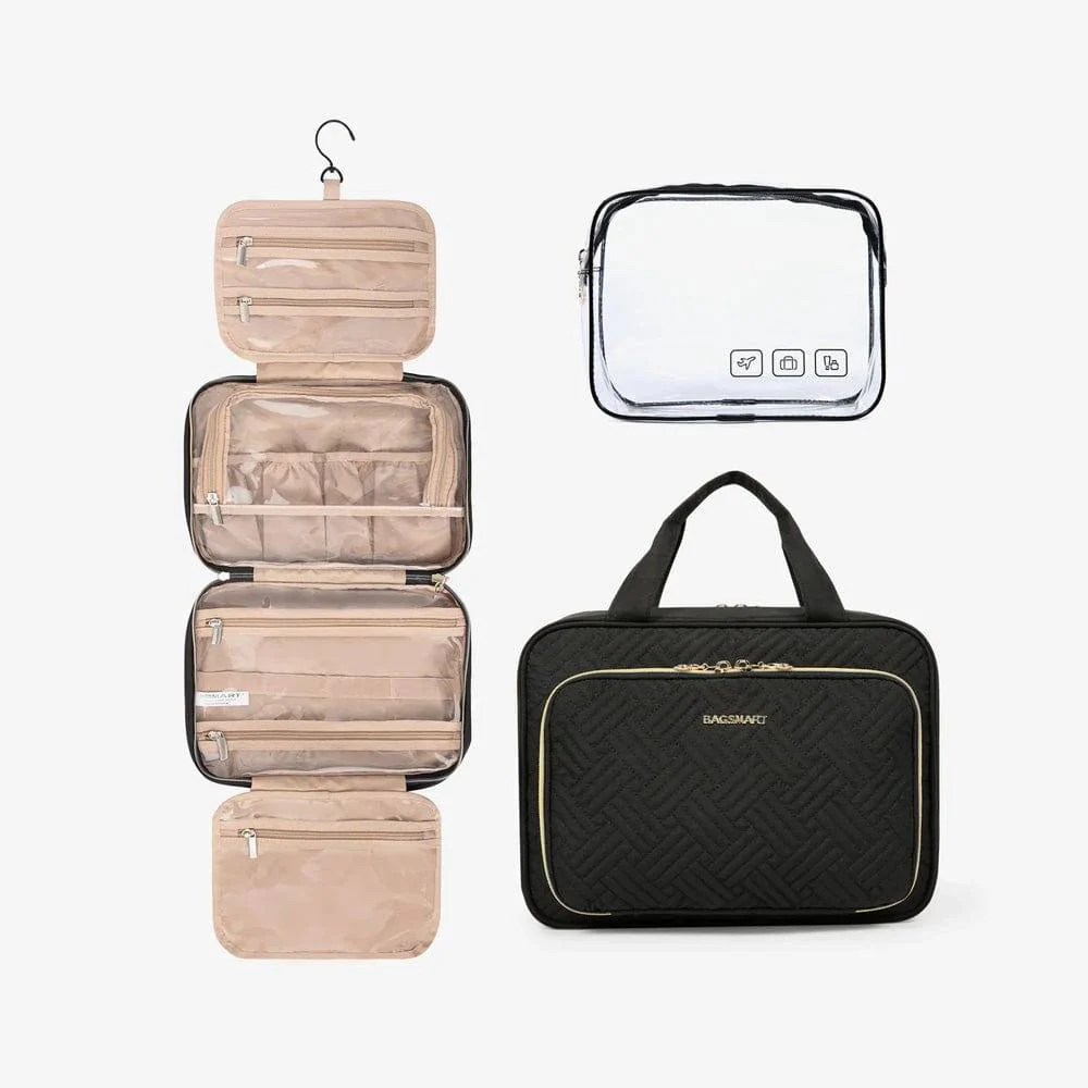 Dual Zip Travel Makeup Organiser - Black - Image 4