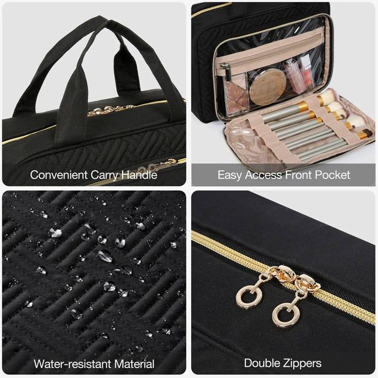 Dual Zip Travel Makeup Organiser - Black - Image 5