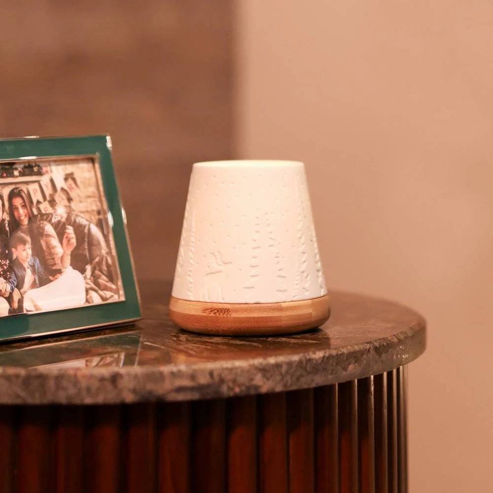 Embossed Lantern with Wooden Base - Forest - Image 6