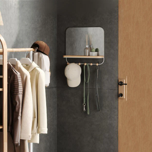 Estique Mirror with Hooks - White - Image 11