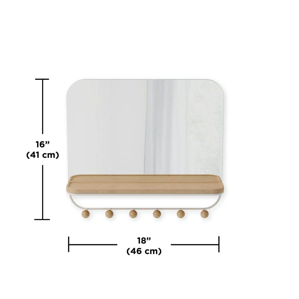 Estique Mirror with Hooks - White - Image 6