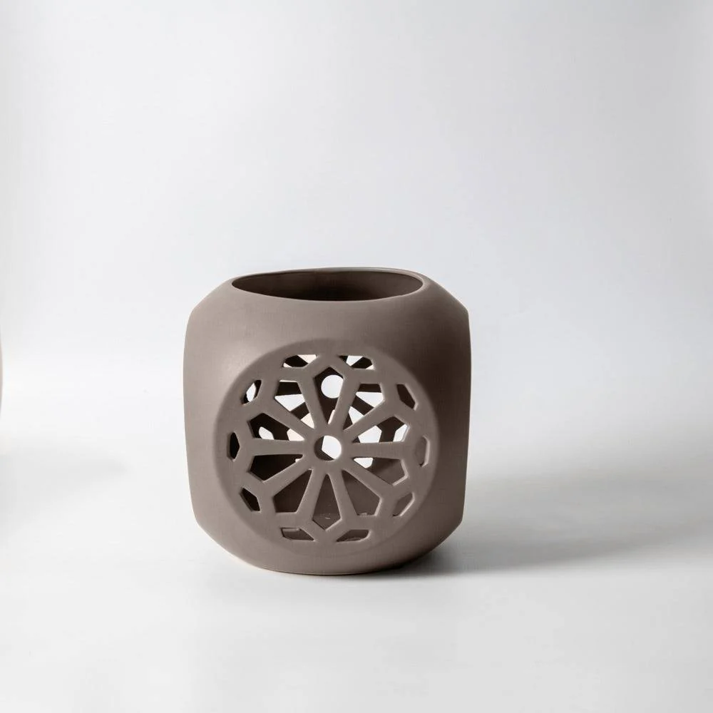 Fiore Ceramic Candle Holder Large - Grey - Image 3