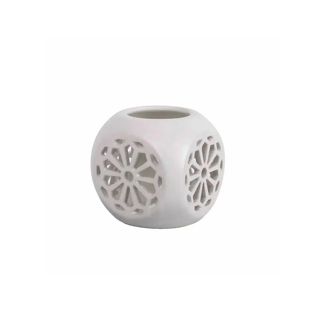 Fiore Ceramic Tealight Holder Small - White - Image 6
