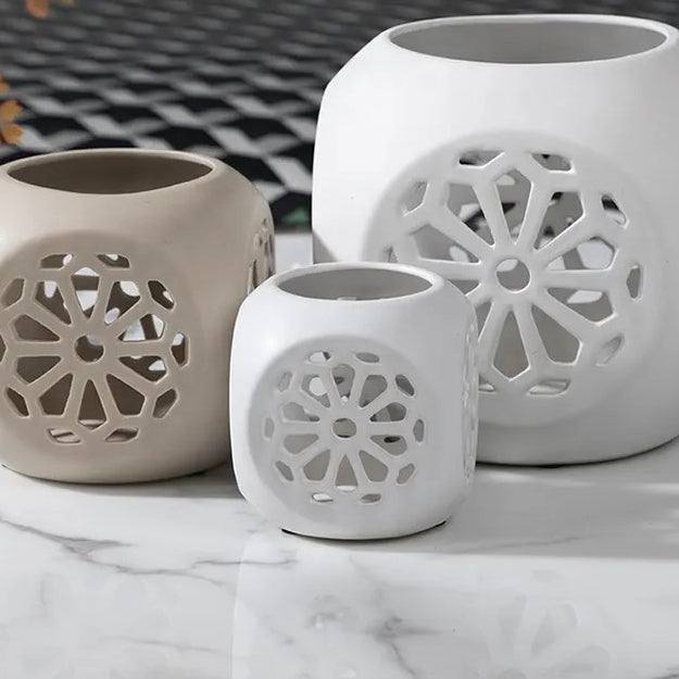 Fiore Ceramic Tealight Holder Small - White - Image 7