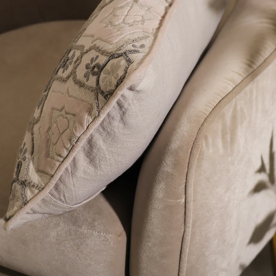 Fleur Applique Rectangular Cushion Cover 50x30cm - Grey - Image 4