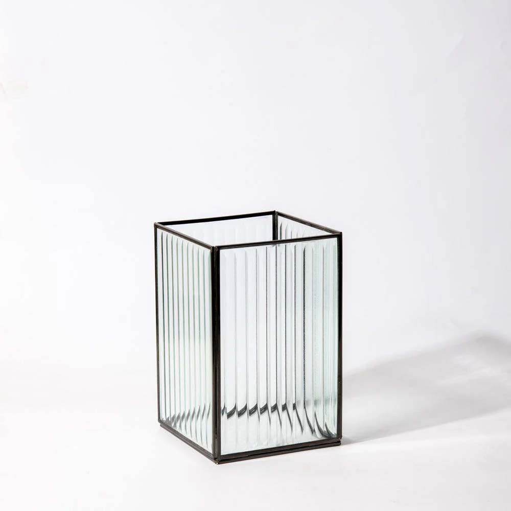 Fluted Glass Hurricane - Gunmetal - Image 3