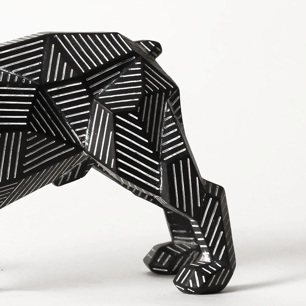 Fractal Lines Bulldog Sculpture - Black & White - Image 6