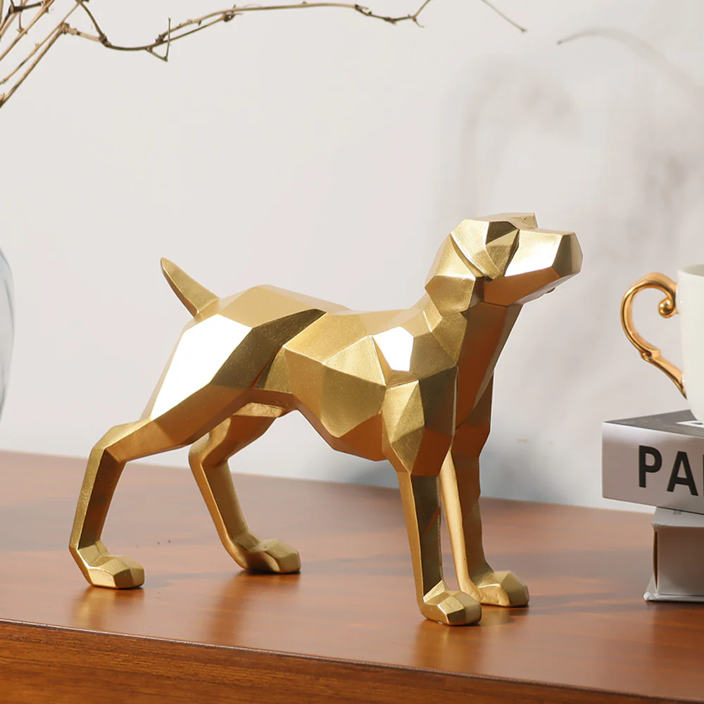 Geometric Standing Dog Sculpture - Gold - Image 4
