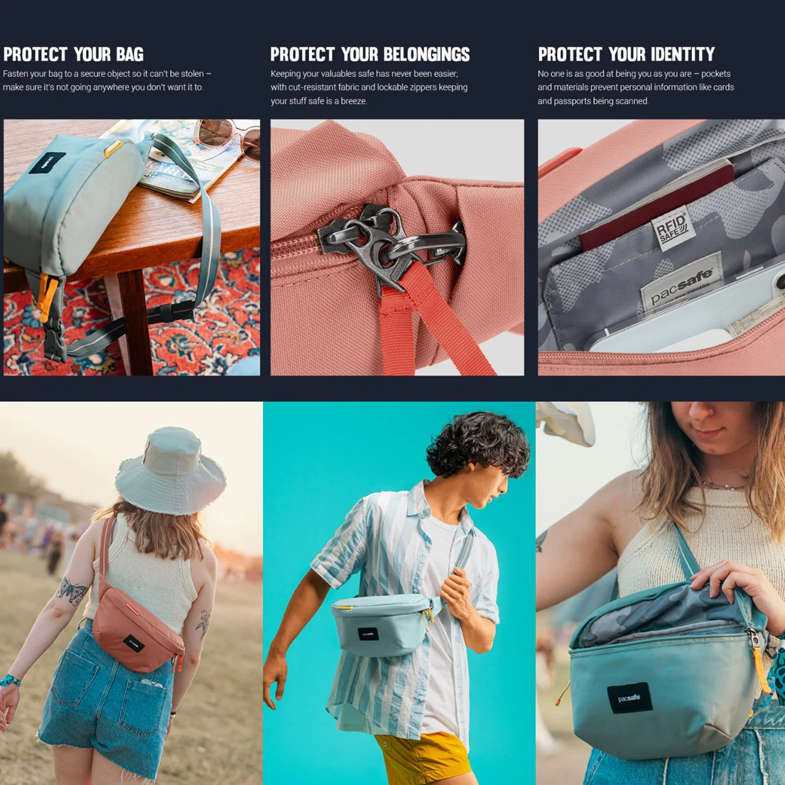 Go Anti-Theft Sling Pack - Coastal Blue - Image 5