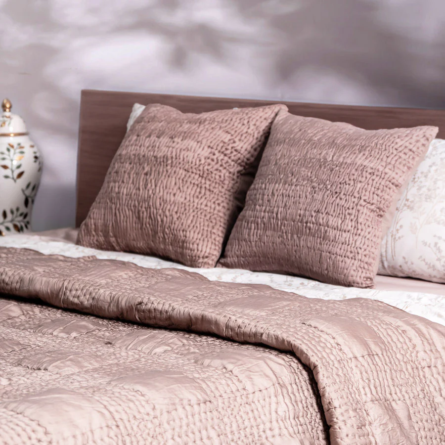 Grid Check Cotton Quilt - Mocha - Image 6