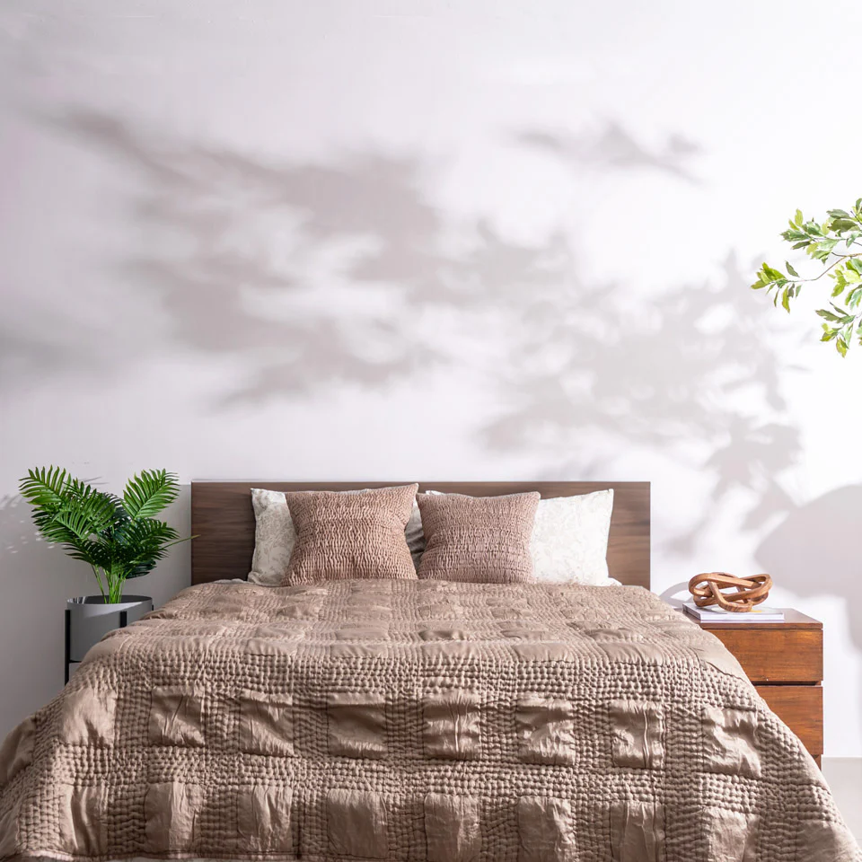 Grid Check Cotton Quilt - Mocha - Image 7