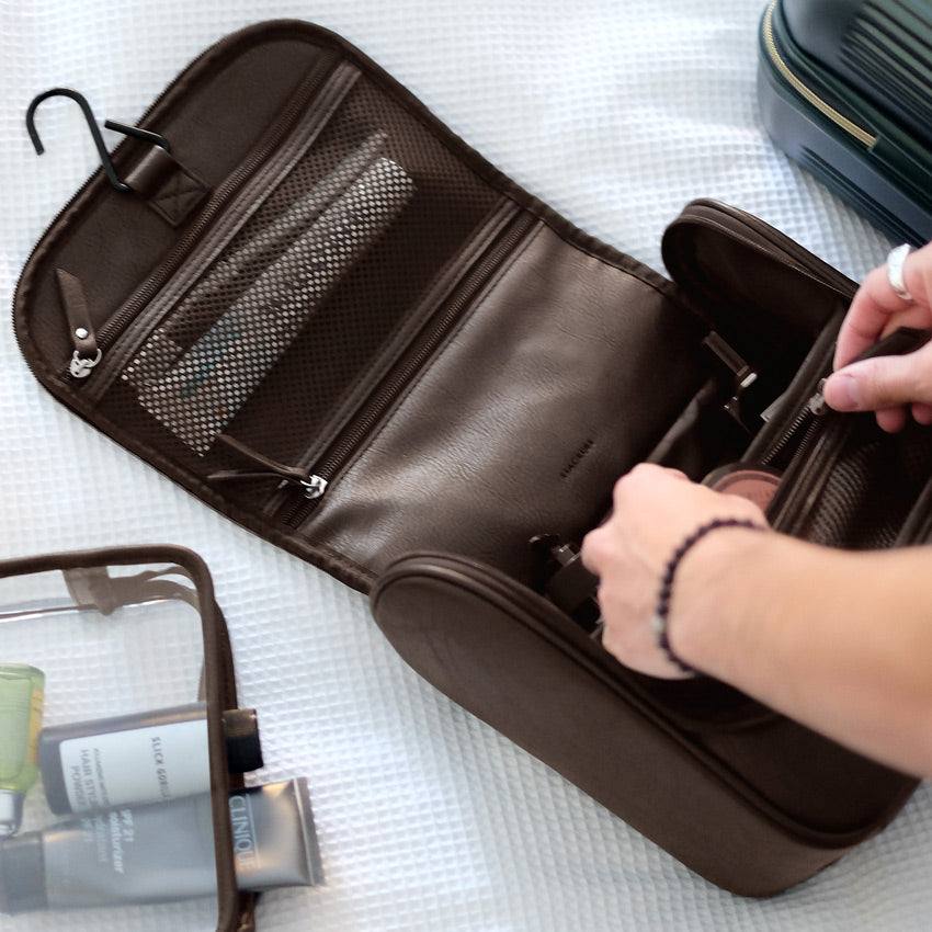 Hanging Travel Washbag Large - Brown - Image 3