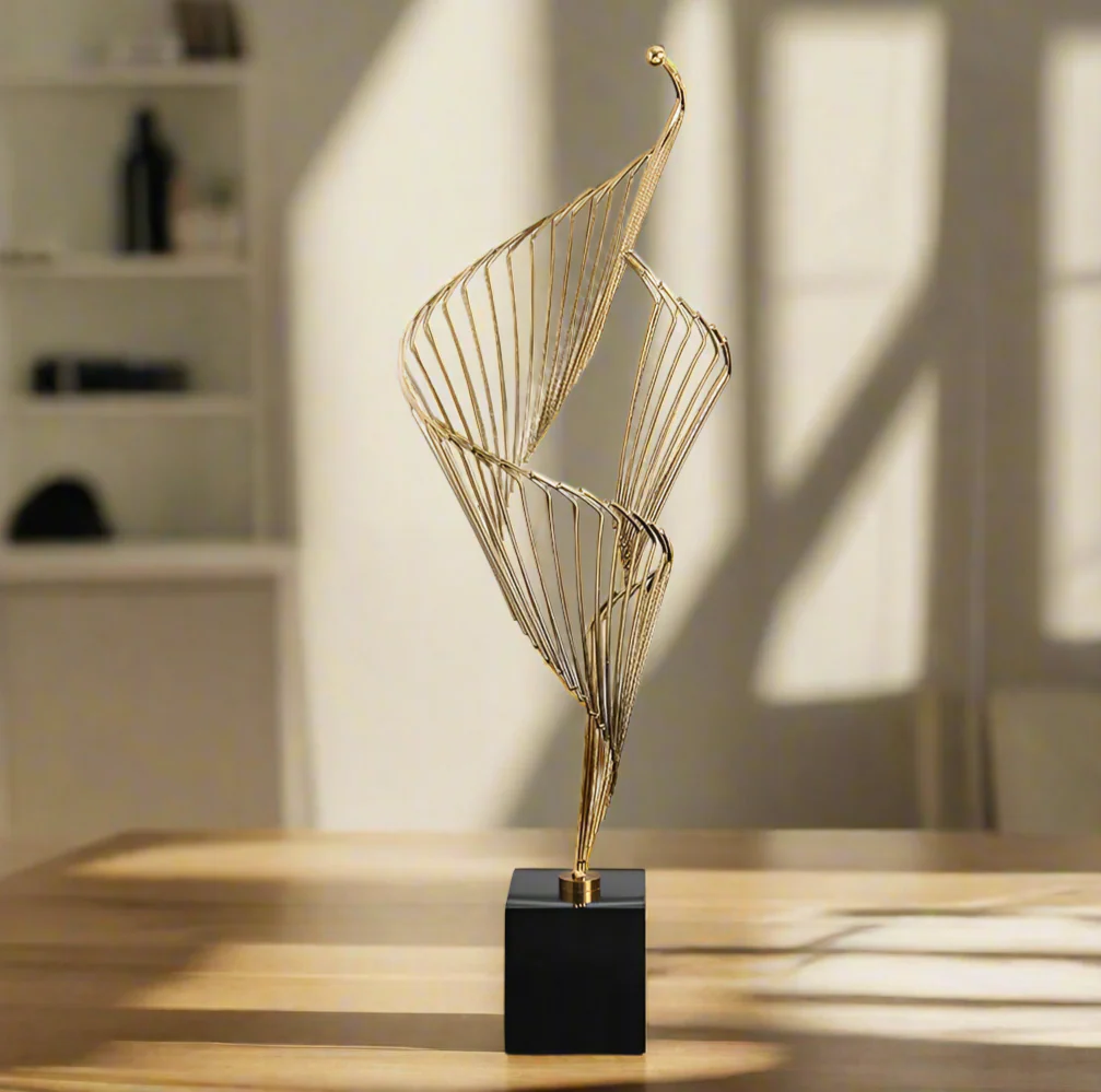 Helix Metallic Sculpture - Black Gold - Image 4