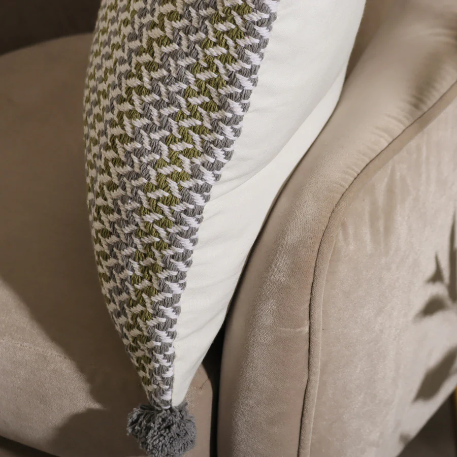 Herringbone Textured Cushion Cover 45x45cm - Grey - Image 4