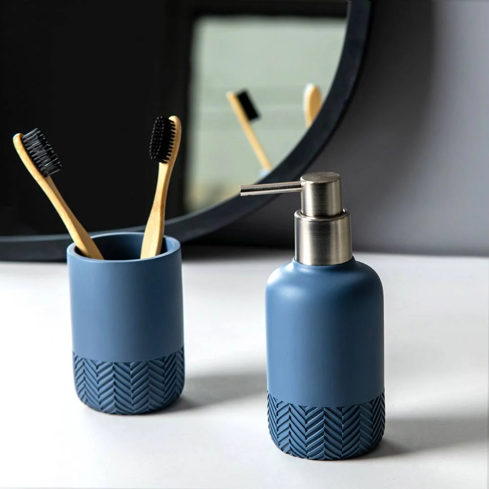 Herringbone Toothbrush Tumbler - Stone Blue - Image 4