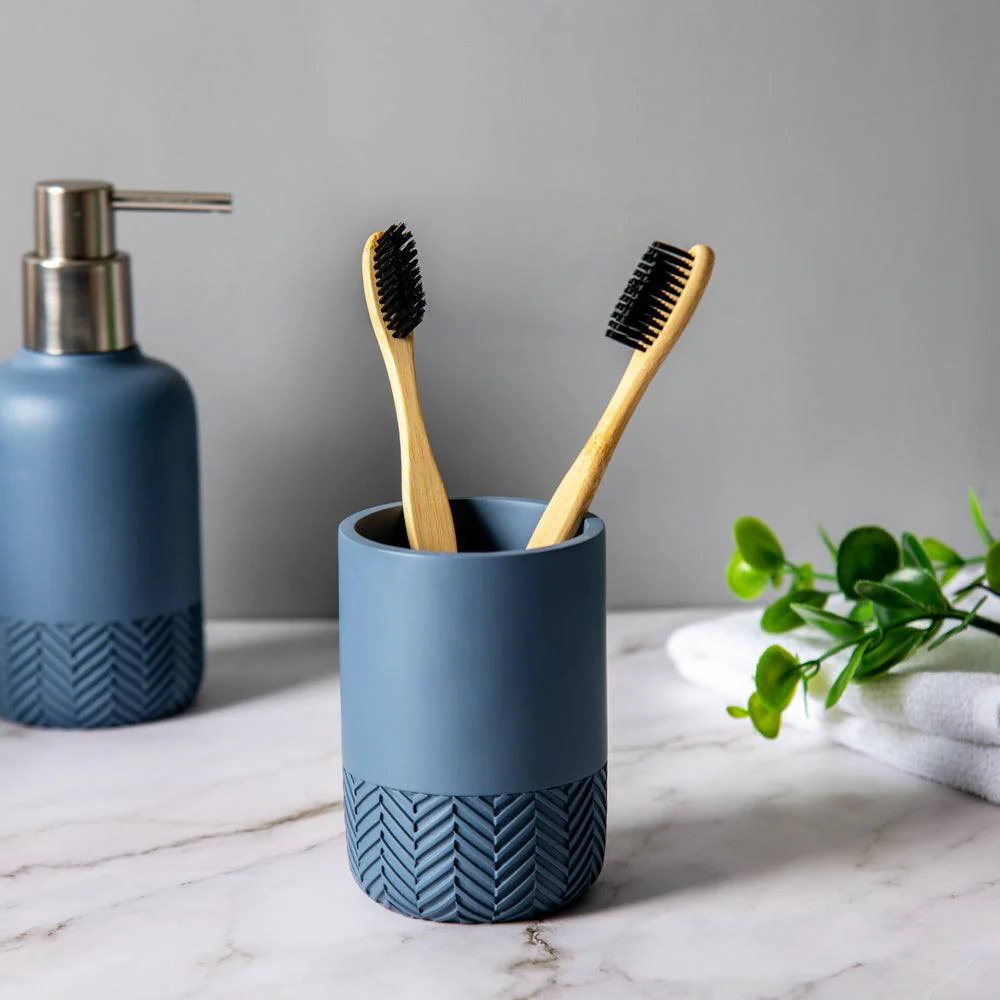 Herringbone Toothbrush Tumbler - Stone Blue - Image 5
