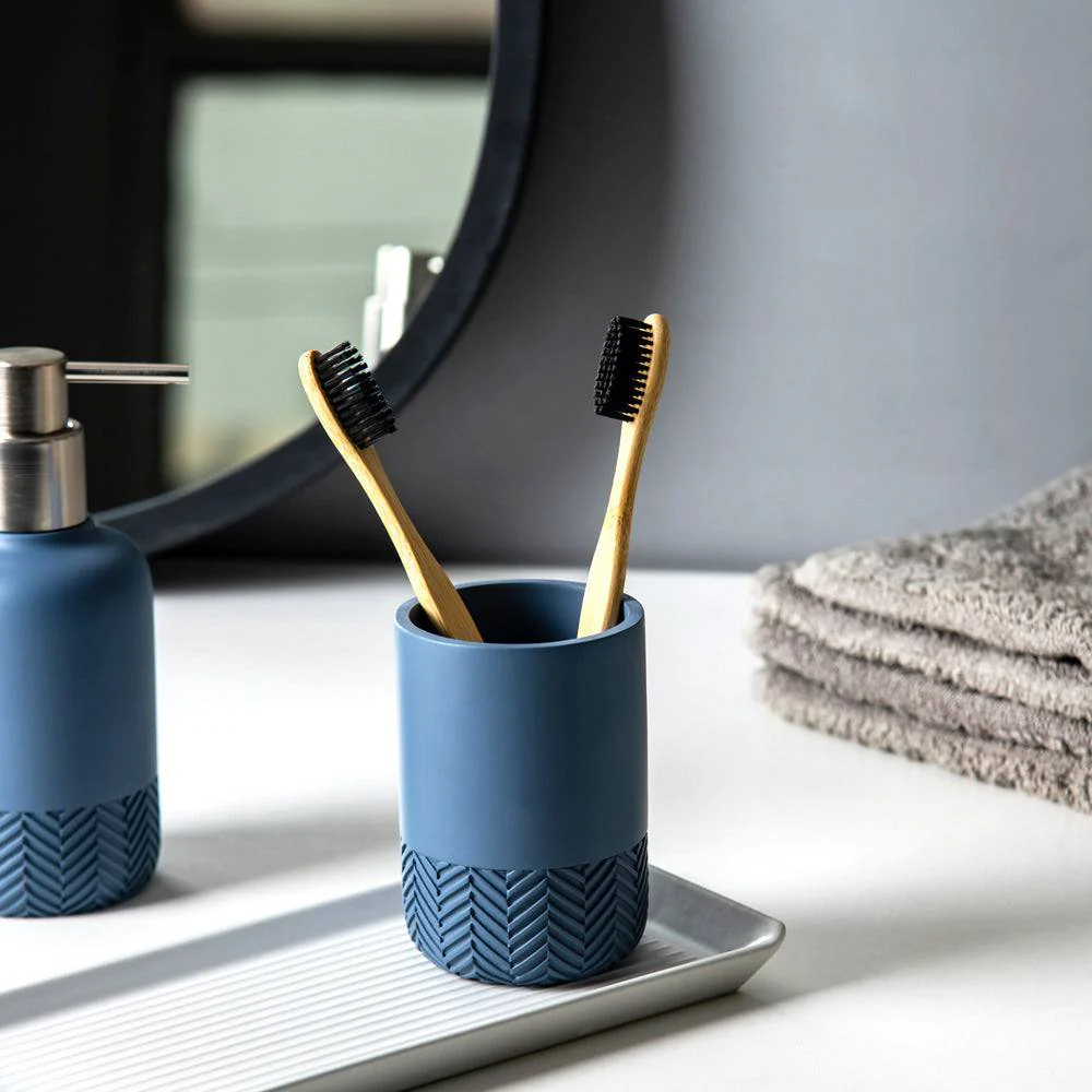 Herringbone Toothbrush Tumbler - Stone Blue - Image 6