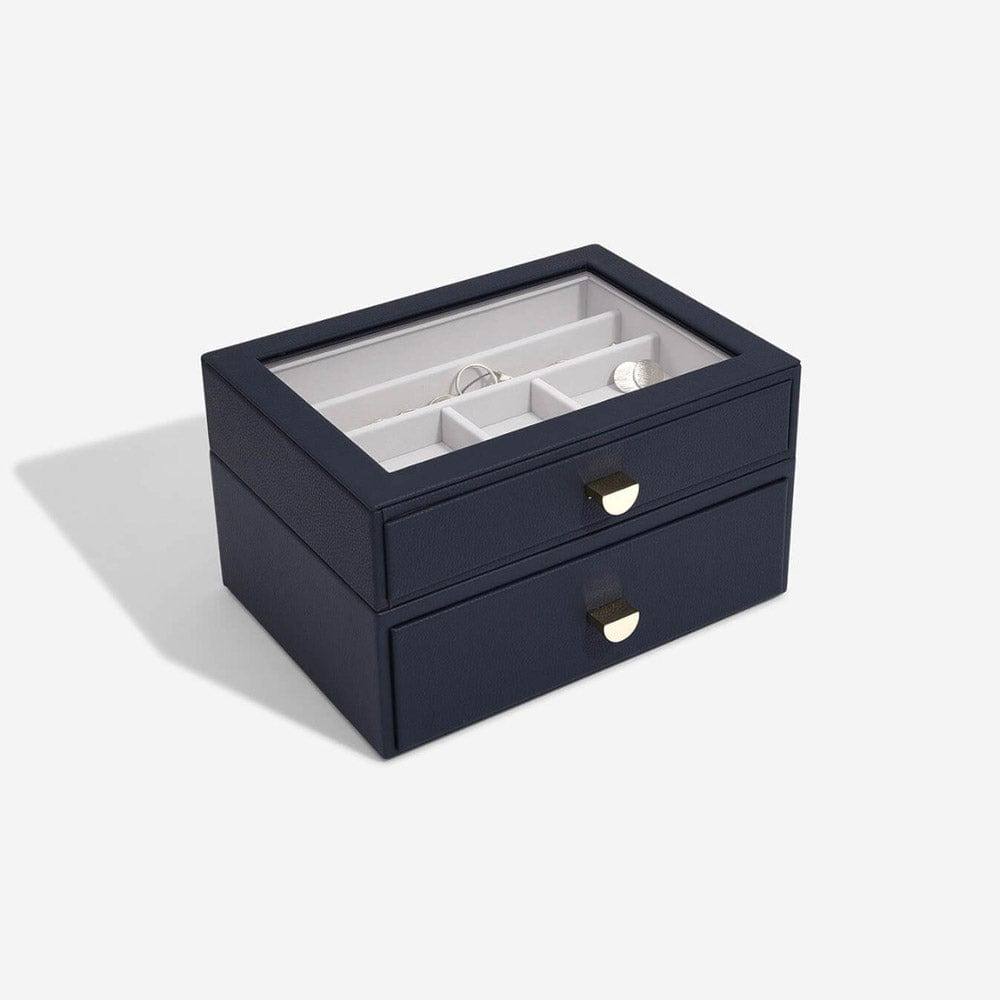 Jewellery Box Double Drawers Medium - Navy Blue - Image 3