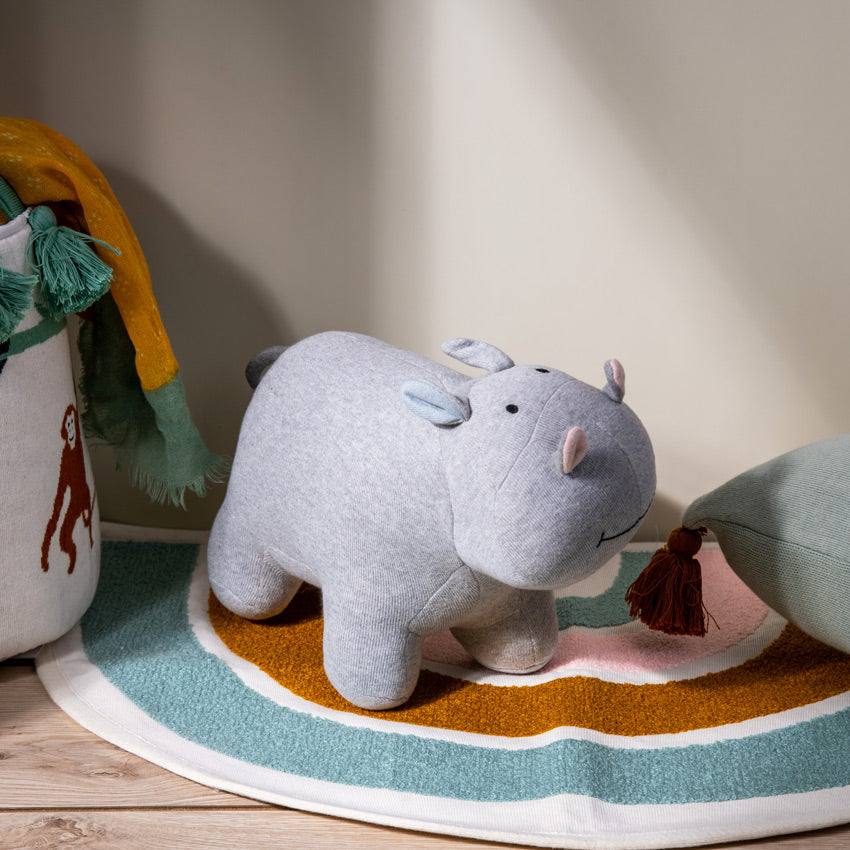 Knitted Soft Toy - Grey Hippo - Image 4