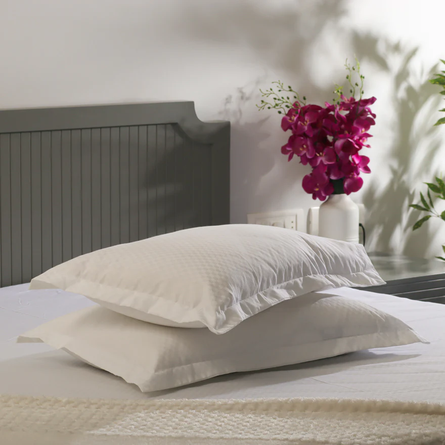 Maison Checks King Size Cotton Bedsheet Set - Ivory - Image 5