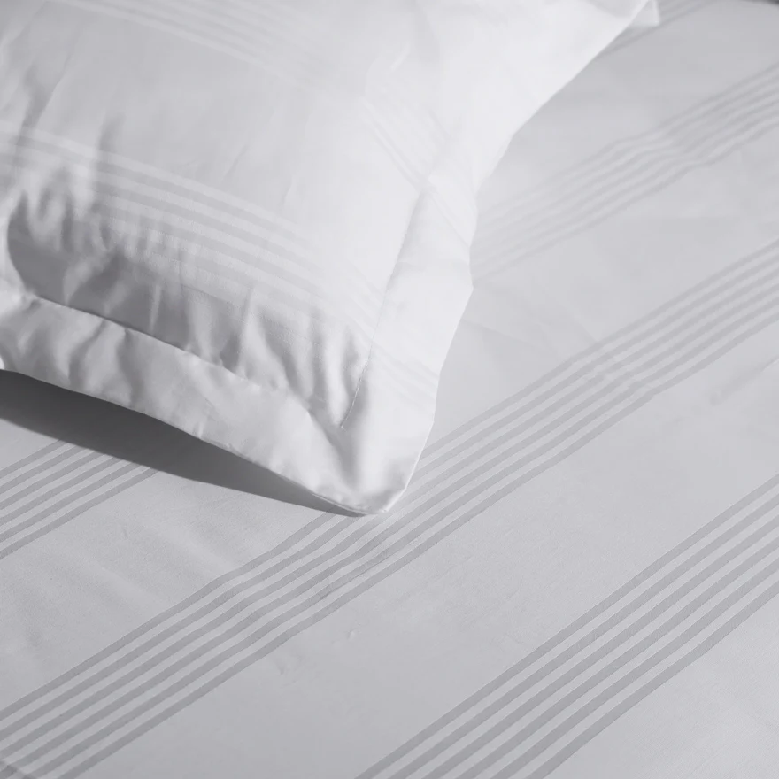 Maison Stripes King Size Cotton Bedsheet Set - Ivory - Image 3