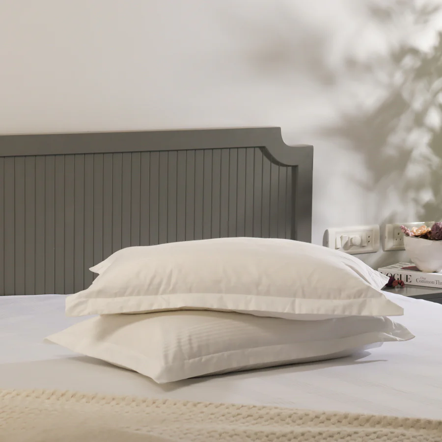 Maison Stripes King Size Cotton Bedsheet Set - Ivory - Image 6