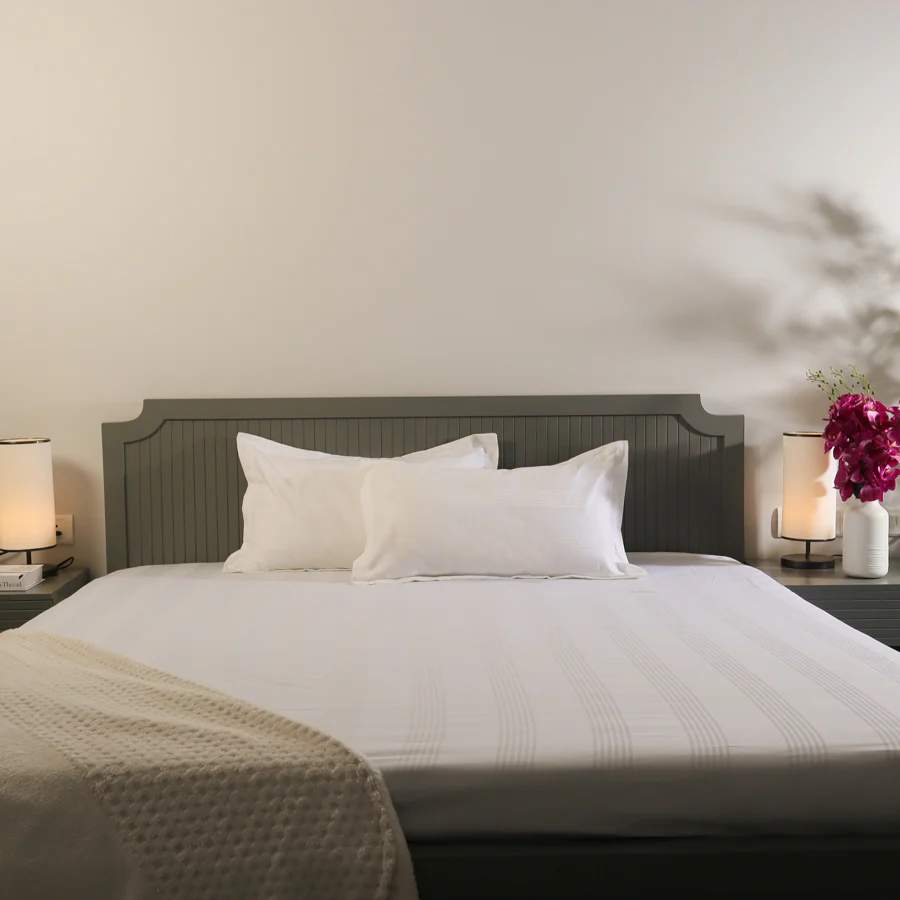 Maison Stripes King Size Cotton Bedsheet Set - Ivory - Image 8