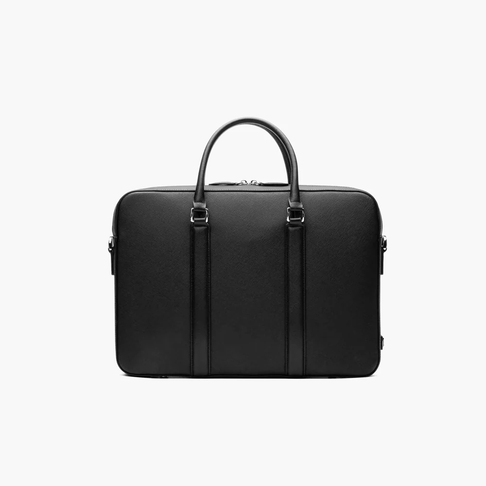 Manhattan Leather Briefcase - Black & Racing Red - Image 6