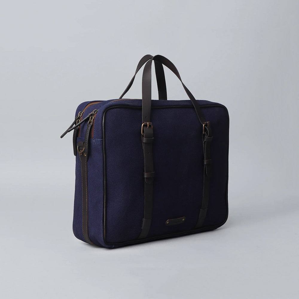 Miami Canvas Medium Briefcase - Navy - Image 3