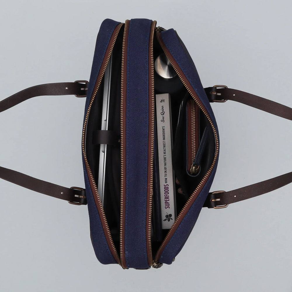 Miami Canvas Medium Briefcase - Navy - Image 5
