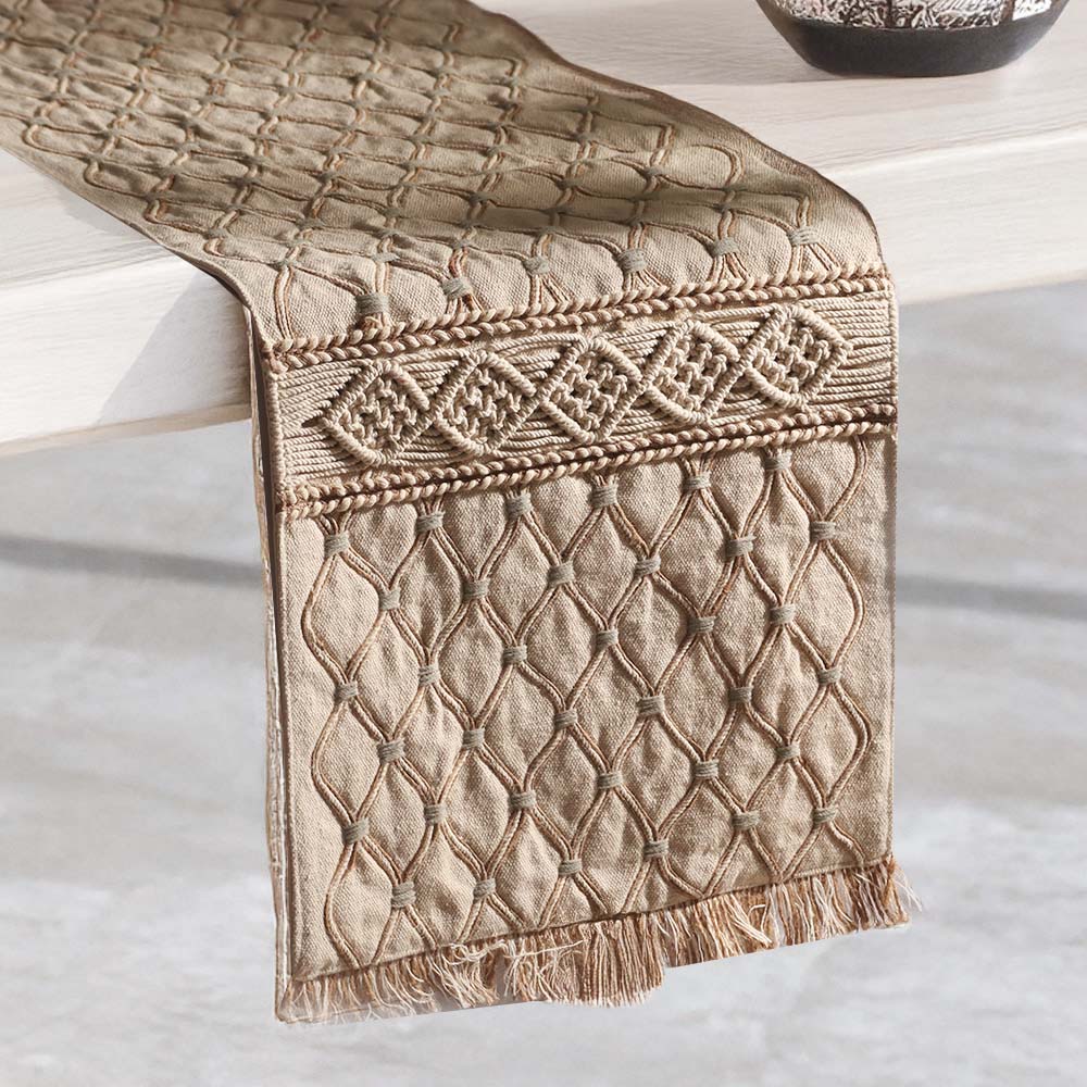 Ogee Embroidered Table Runner - Natural - Image 5