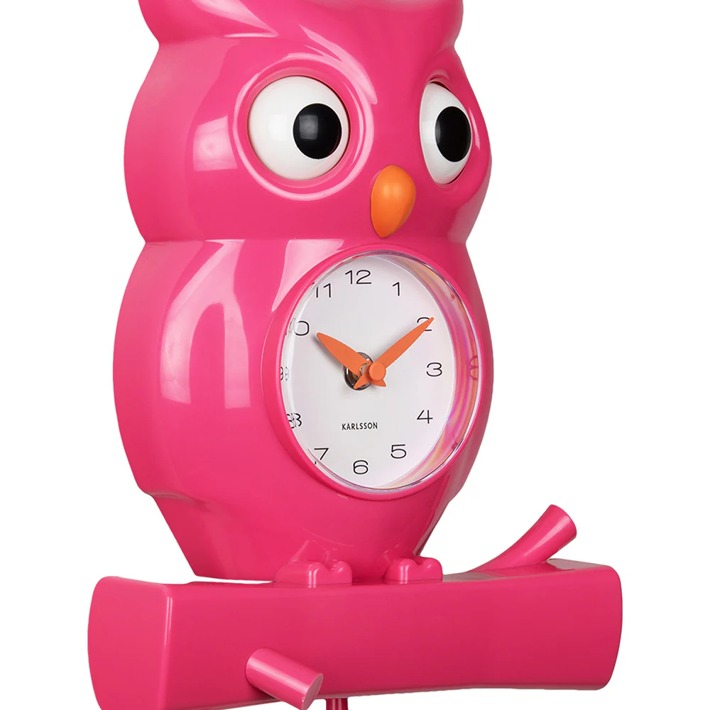 Owl Pendulum Wall Clock - Bright Pink - Image 5